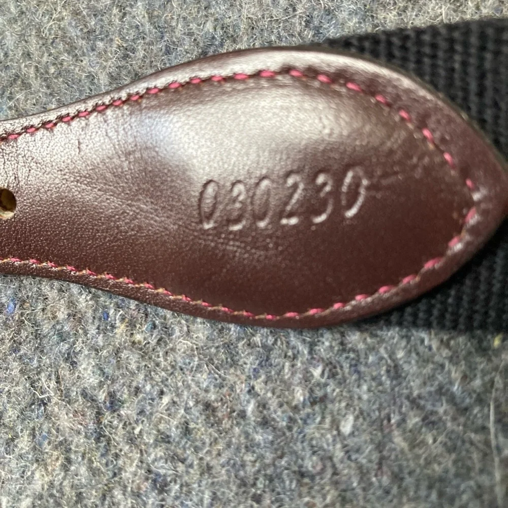 Trafalgar Black Canvas With Red Stripe Leather Belt  Sz 34 Made In USA #030230